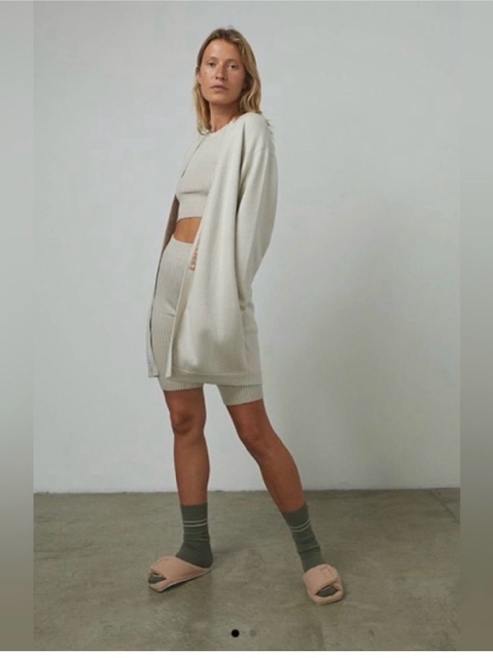 Lunya Cozy Organic Cotton Silk Blend Cardigan Pockets Light Terracotta XS/S